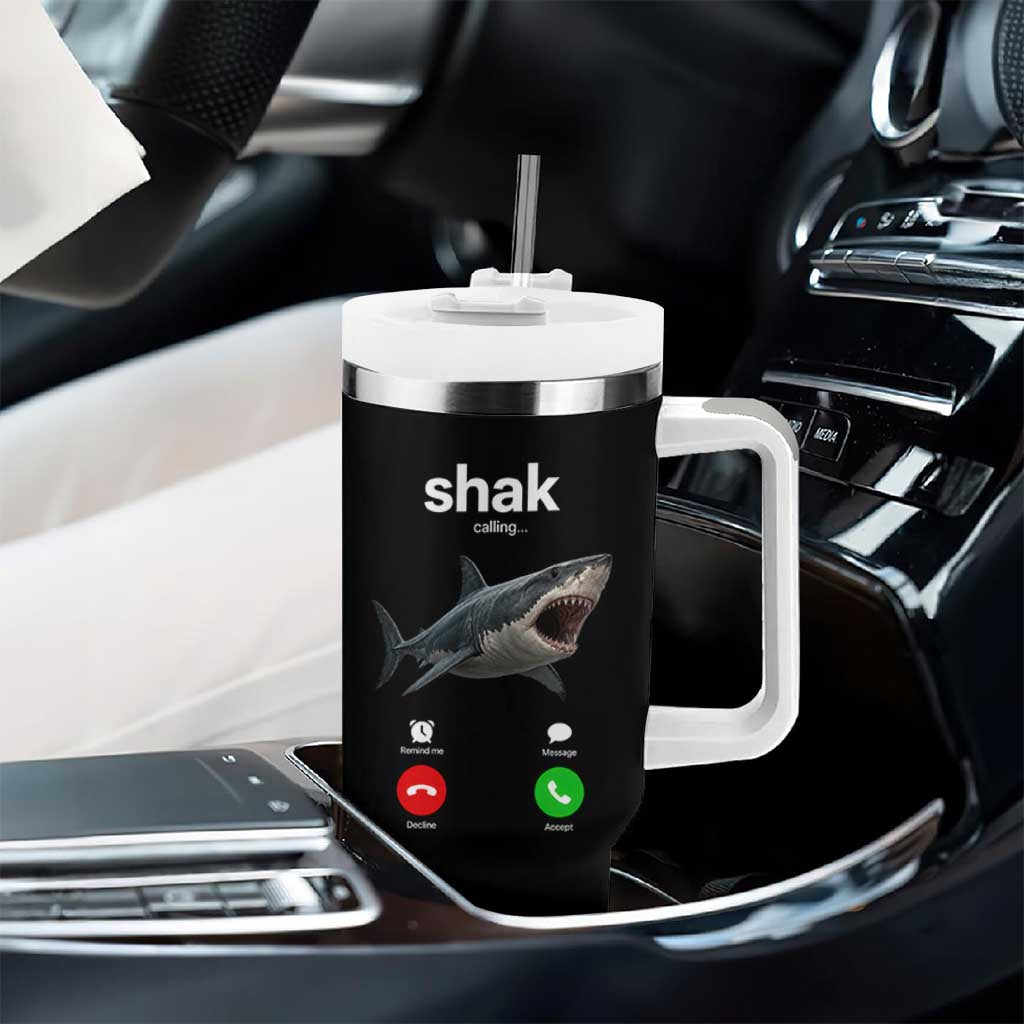 Shark Calling Meme Mispelled Shak Incoming Call Humor Tumbler With Handle