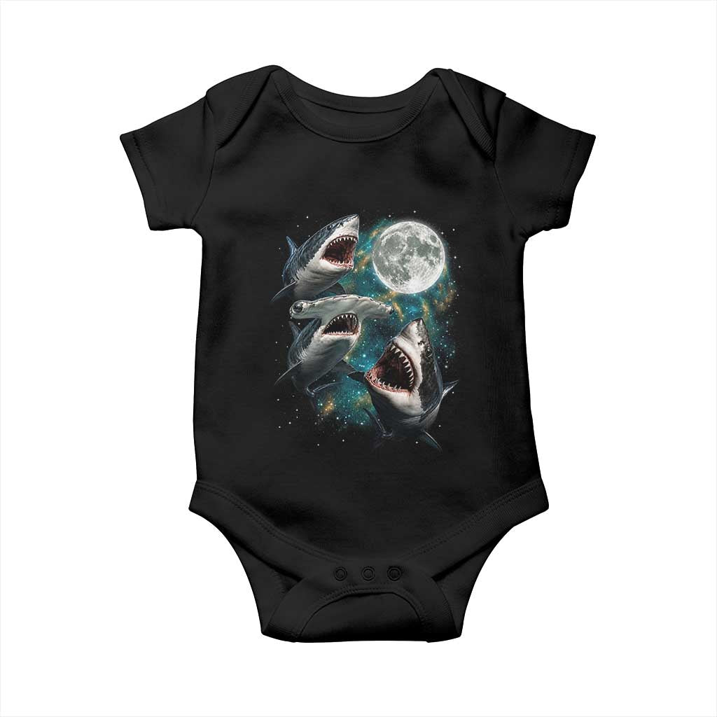 Funny Sharks Howling at Moon Baby Onesie Funny Great White Sharks and Hammerhead Shark