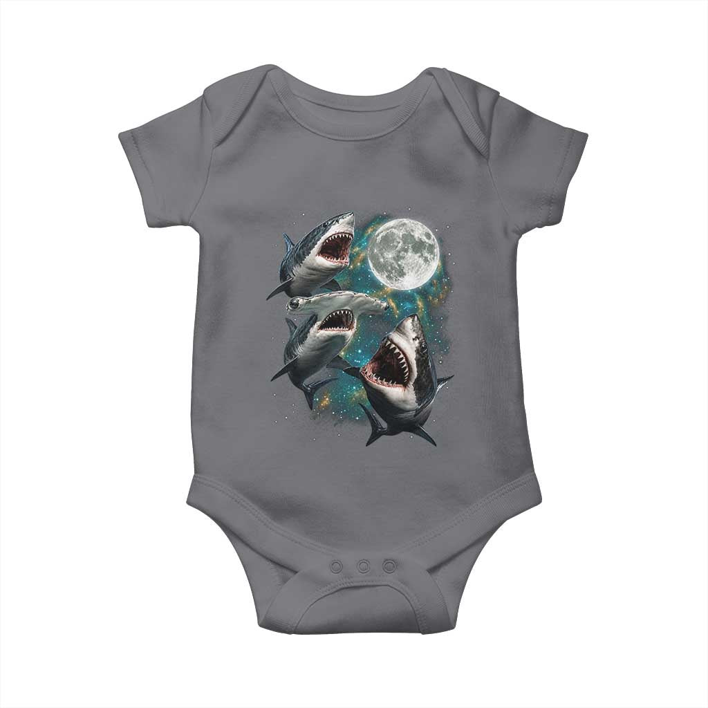 Funny Sharks Howling at Moon Baby Onesie Funny Great White Sharks and Hammerhead Shark
