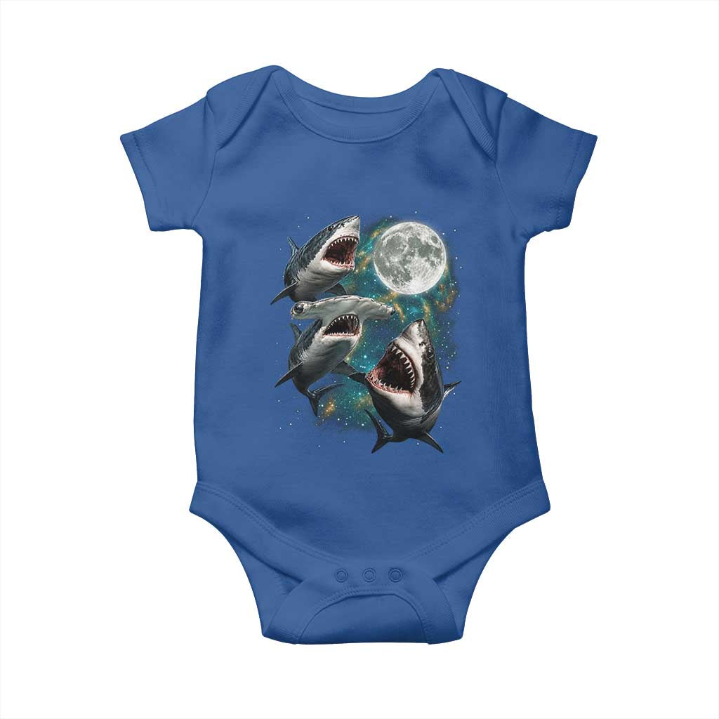 Funny Sharks Howling at Moon Baby Onesie Funny Great White Sharks and Hammerhead Shark