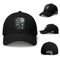 Funny Sharks Howling at Moon Baseball Cap Funny Great White Sharks and Hammerhead Shark