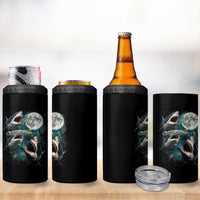 Funny Sharks Howling at Moon 4 in 1 Can Cooler Tumbler Funny Great White Sharks and Hammerhead Shark