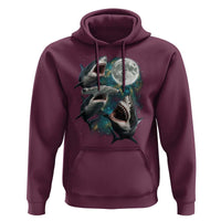 Funny Sharks Howling at Moon Hoodie Funny Great White Sharks and Hammerhead Shark