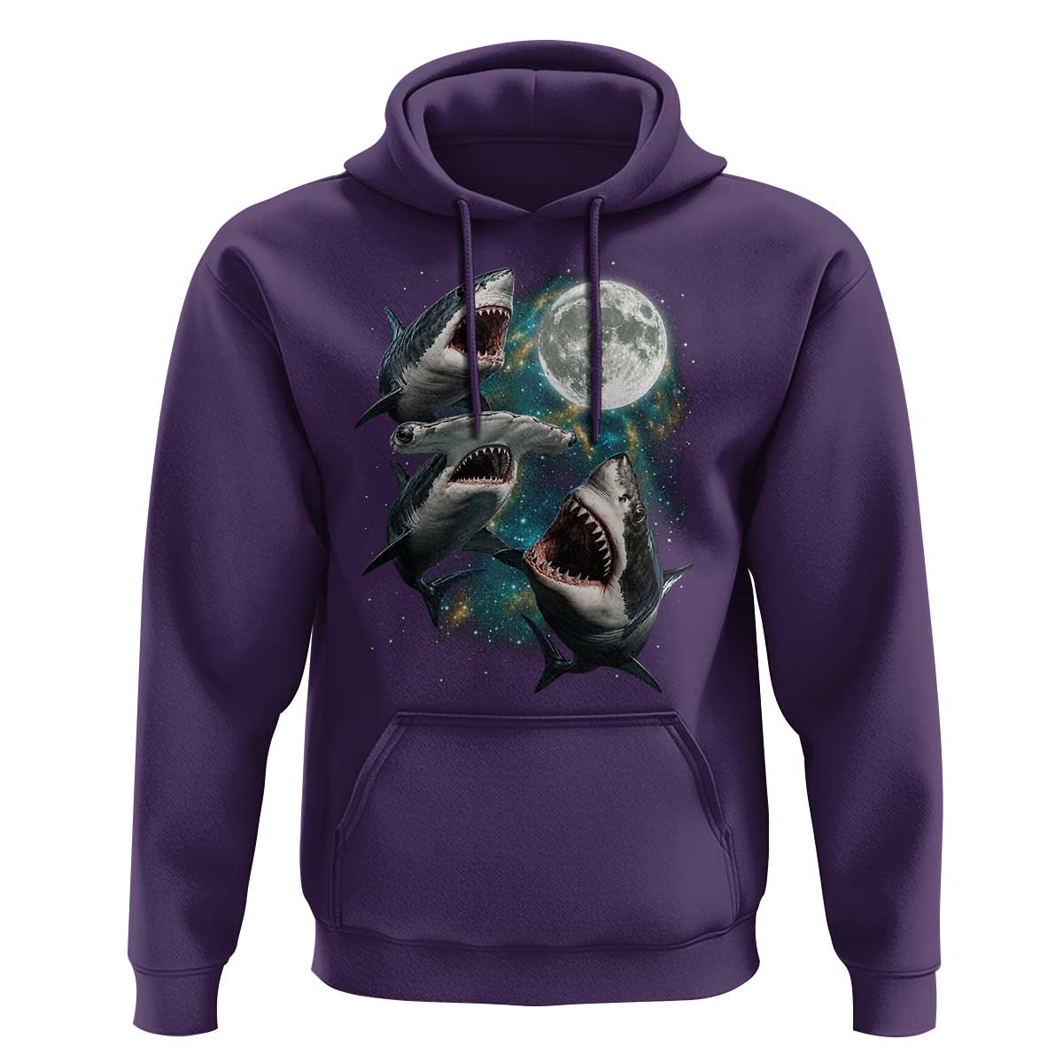 Funny Sharks Howling at Moon Hoodie Funny Great White Sharks and Hammerhead Shark
