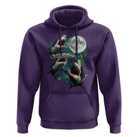 Funny Sharks Howling at Moon Hoodie Funny Great White Sharks and Hammerhead Shark