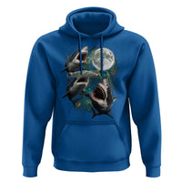 Funny Sharks Howling at Moon Hoodie Funny Great White Sharks and Hammerhead Shark