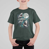 Funny Sharks Howling at Moon T Shirt For Kid Funny Great White Sharks and Hammerhead Shark