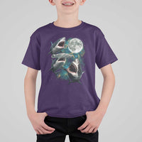 Funny Sharks Howling at Moon T Shirt For Kid Funny Great White Sharks and Hammerhead Shark