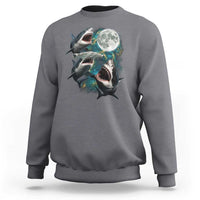 Funny Sharks Howling at Moon Sweatshirt Funny Great White Sharks and Hammerhead Shark