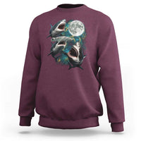 Funny Sharks Howling at Moon Sweatshirt Funny Great White Sharks and Hammerhead Shark