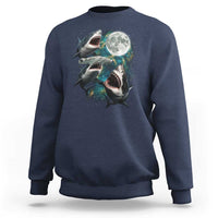 Funny Sharks Howling at Moon Sweatshirt Funny Great White Sharks and Hammerhead Shark