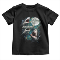 Funny Sharks Howling at Moon Toddler T Shirt Funny Great White Sharks and Hammerhead Shark