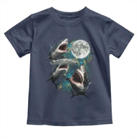 Funny Sharks Howling at Moon Toddler T Shirt Funny Great White Sharks and Hammerhead Shark