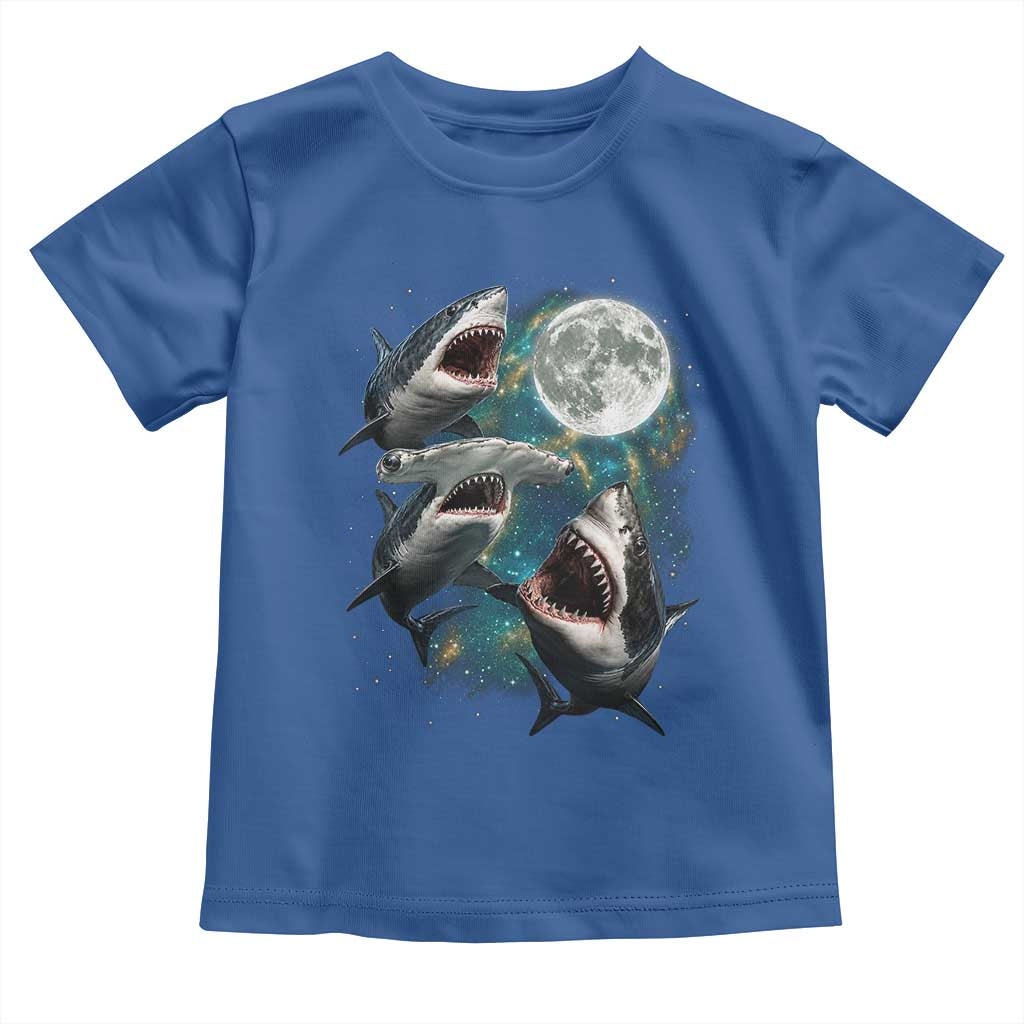 Funny Sharks Howling at Moon Toddler T Shirt Funny Great White Sharks and Hammerhead Shark