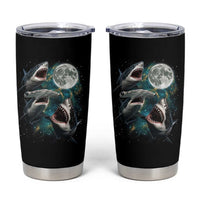 Funny Sharks Howling at Moon Tumbler Cup Funny Great White Sharks and Hammerhead Shark