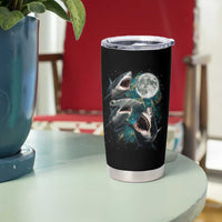 Funny Sharks Howling at Moon Tumbler Cup Funny Great White Sharks and Hammerhead Shark