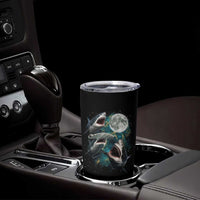Funny Sharks Howling at Moon Tumbler Cup Funny Great White Sharks and Hammerhead Shark