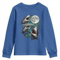 Funny Sharks Howling at Moon Youth Sweatshirt Funny Great White Sharks and Hammerhead Shark