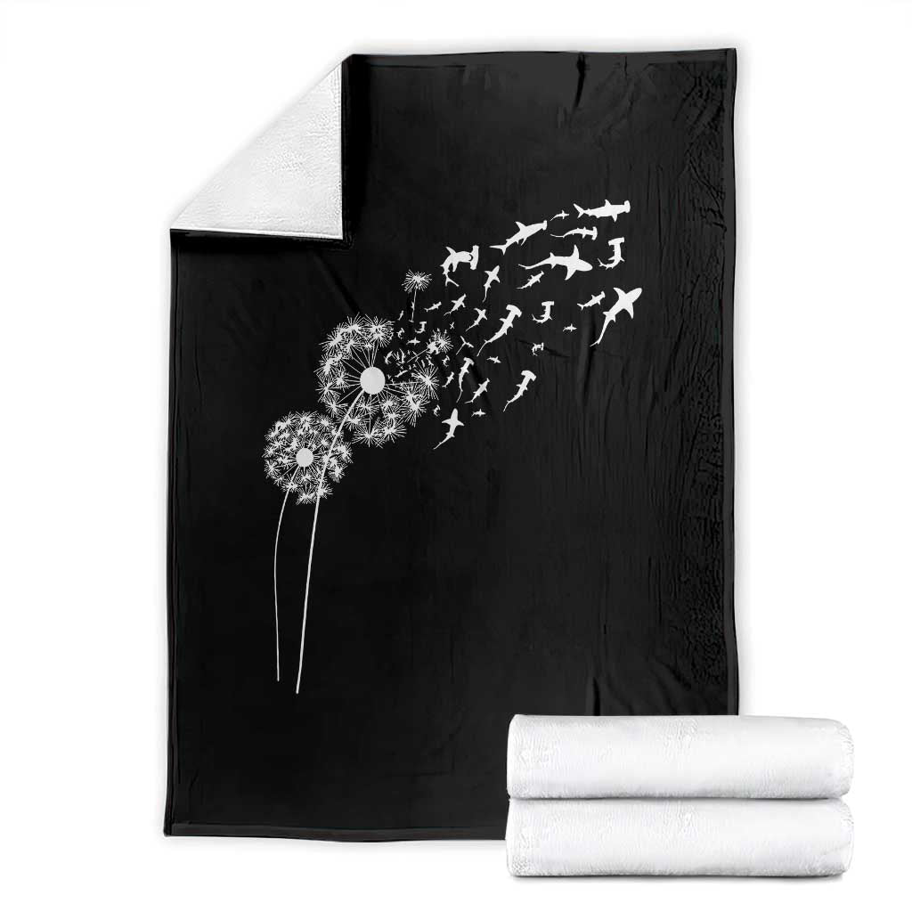 Shark Dandelion Flower for Ocean Wildlife Lover Throw Blanket