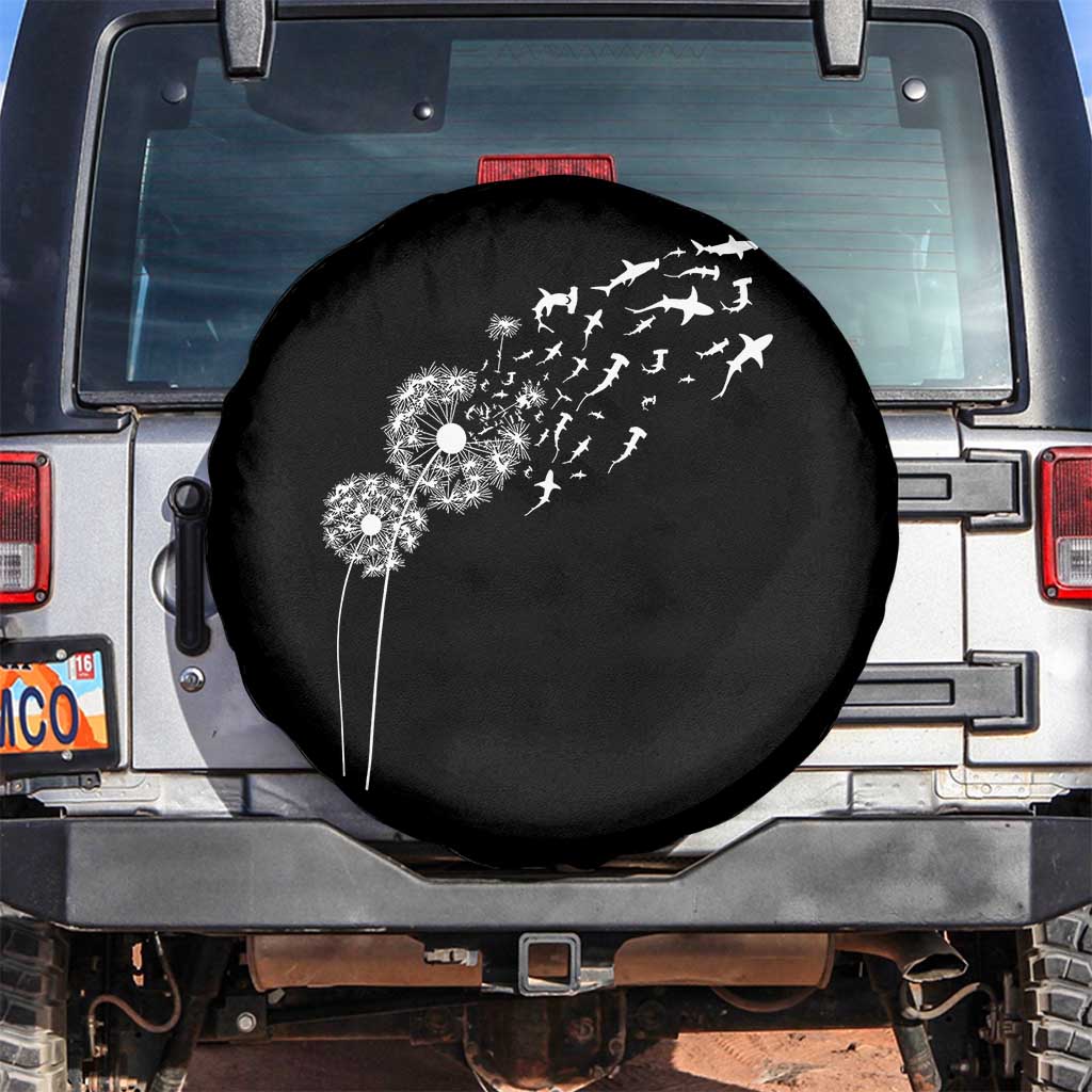Shark Dandelion Flower for Ocean Wildlife Lover Spare Tire Cover