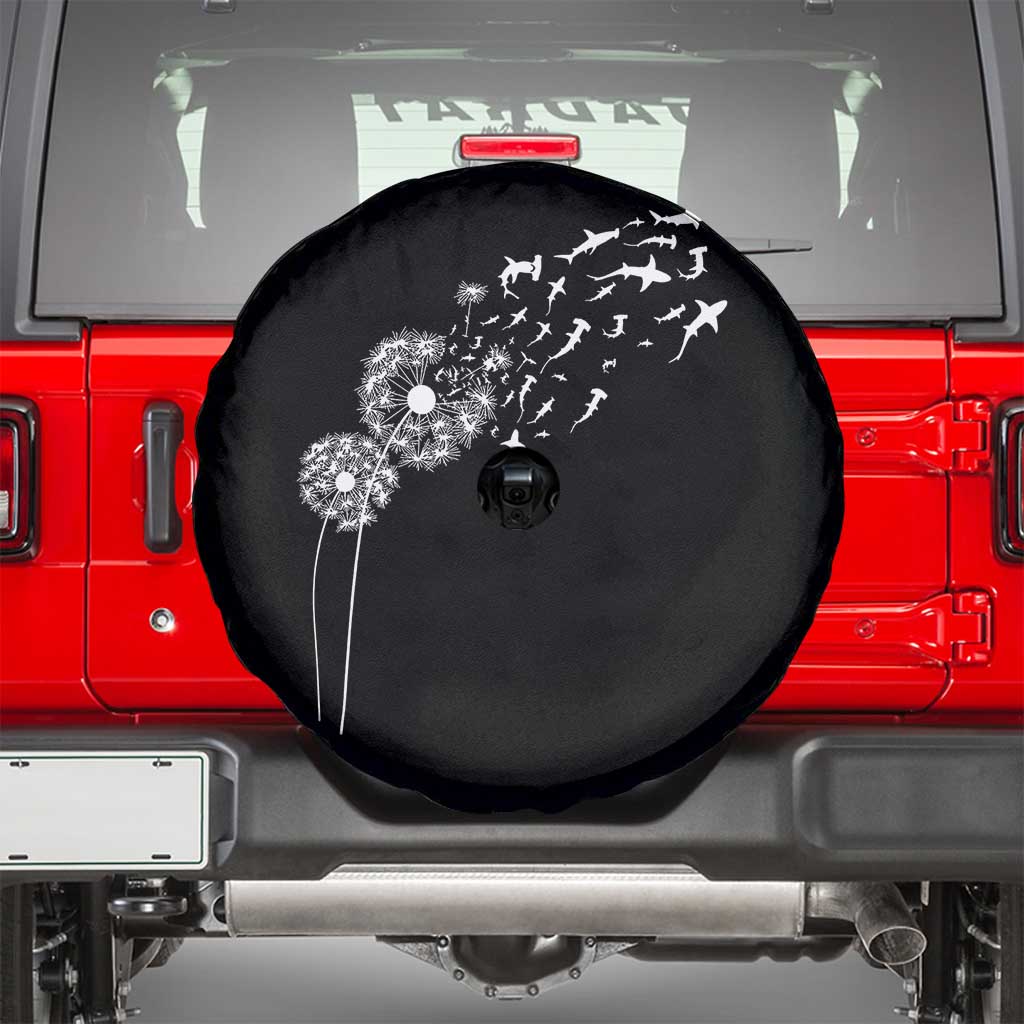 Shark Dandelion Flower for Ocean Wildlife Lover Spare Tire Cover