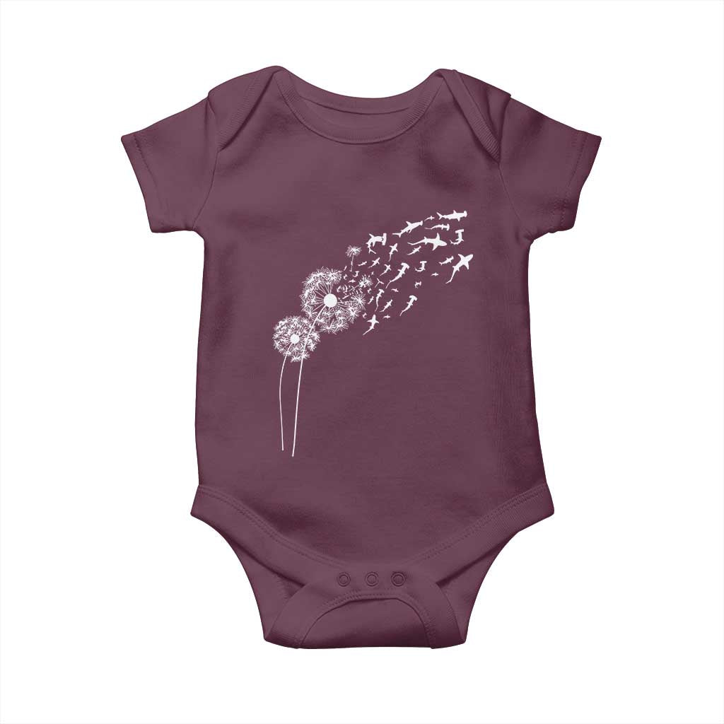 Shark Dandelion Flower for Ocean Wildlife Lover Baby Onesie