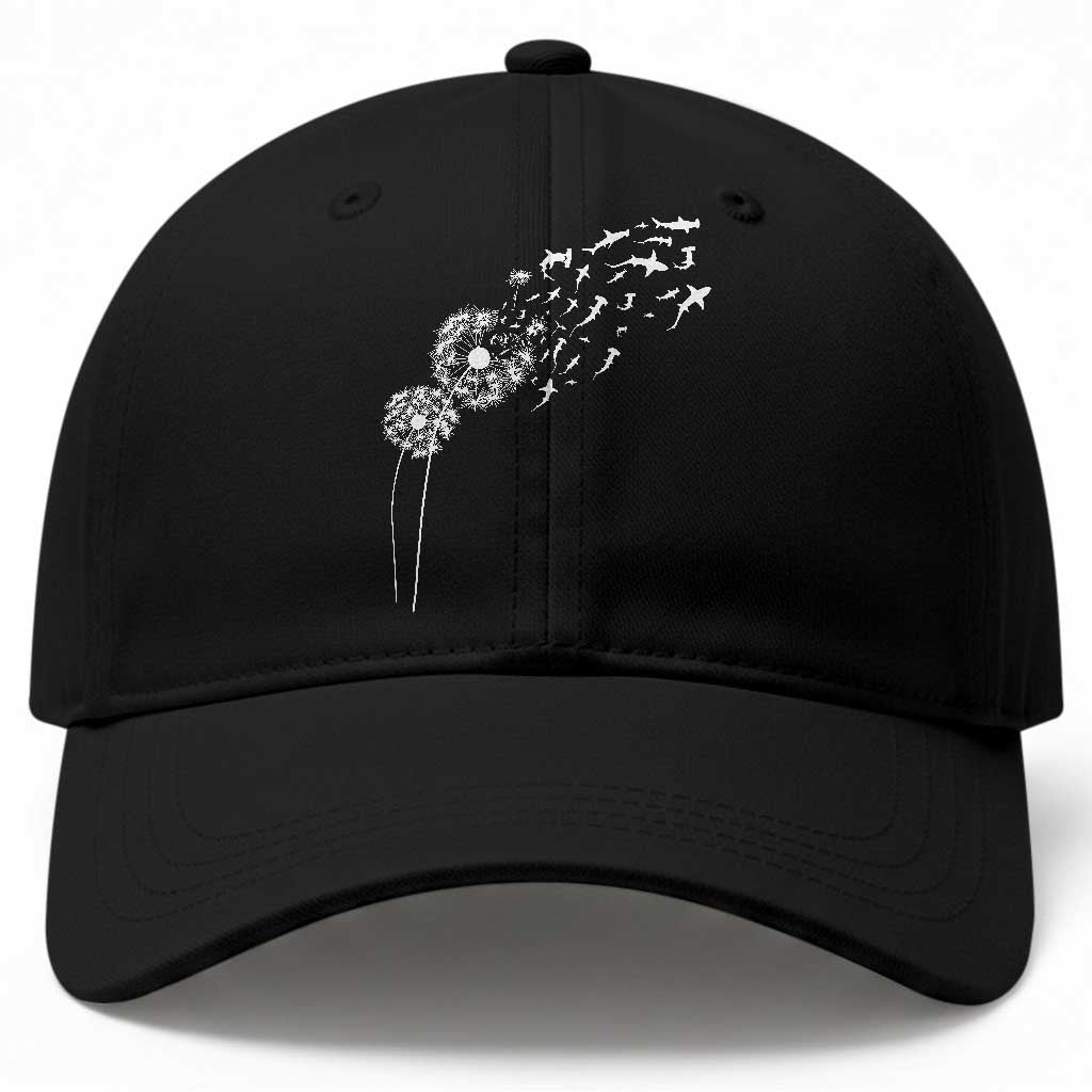 Shark Dandelion Flower for Ocean Wildlife Lover Baseball Cap