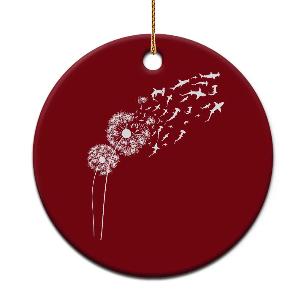 Shark Dandelion Flower for Ocean Wildlife Lover Ceramic Ornament