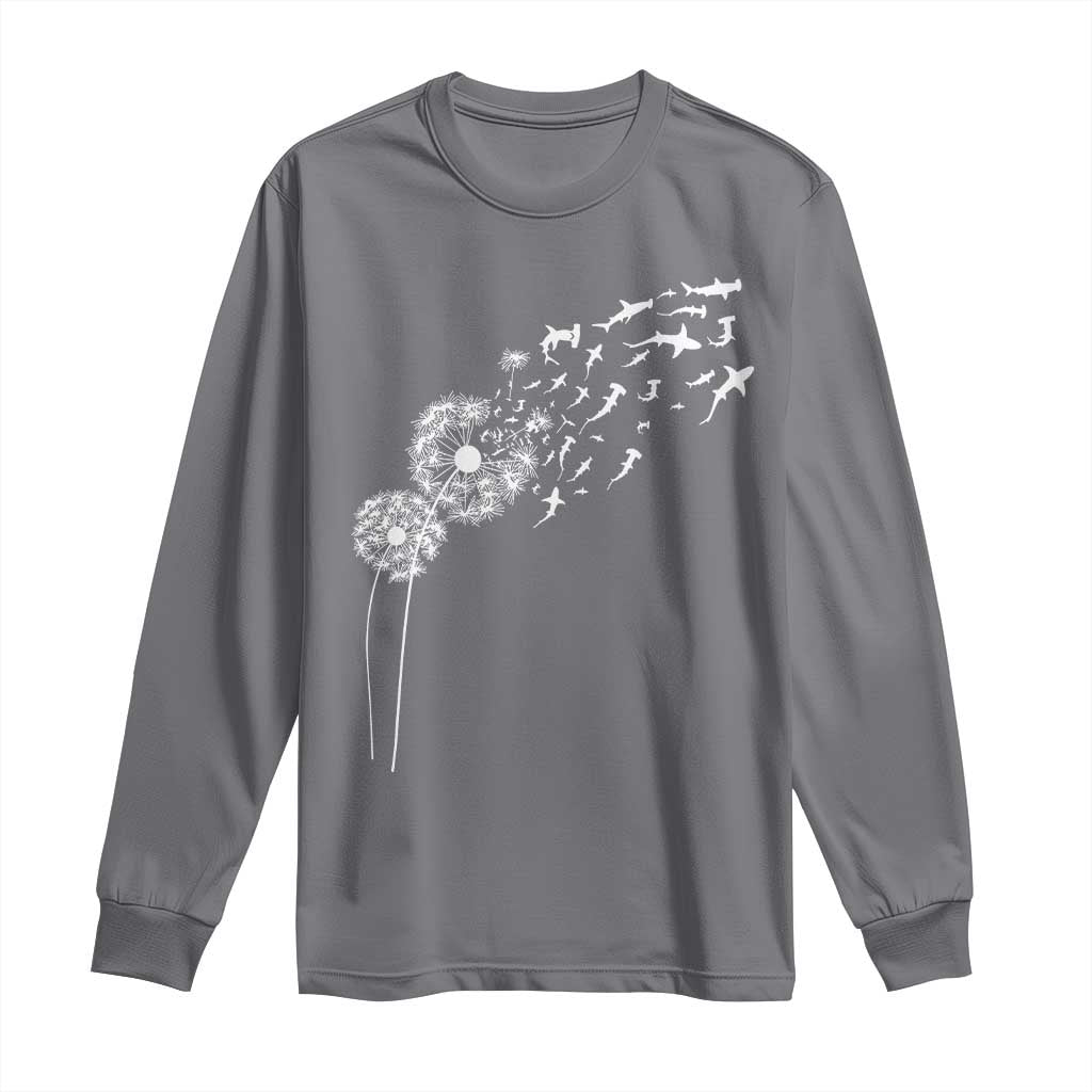Shark Dandelion Flower for Ocean Wildlife Lover Long Sleeve Shirt