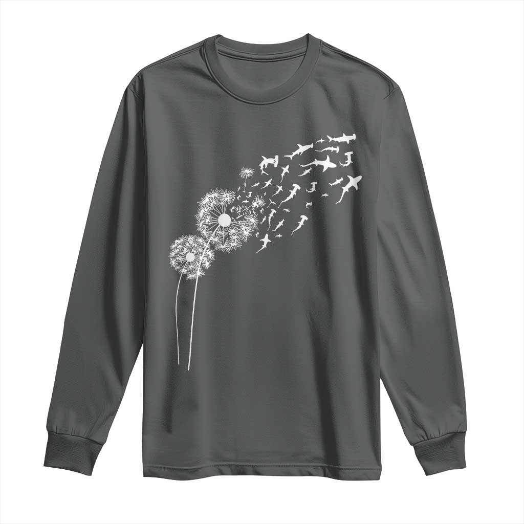 Shark Dandelion Flower for Ocean Wildlife Lover Long Sleeve Shirt
