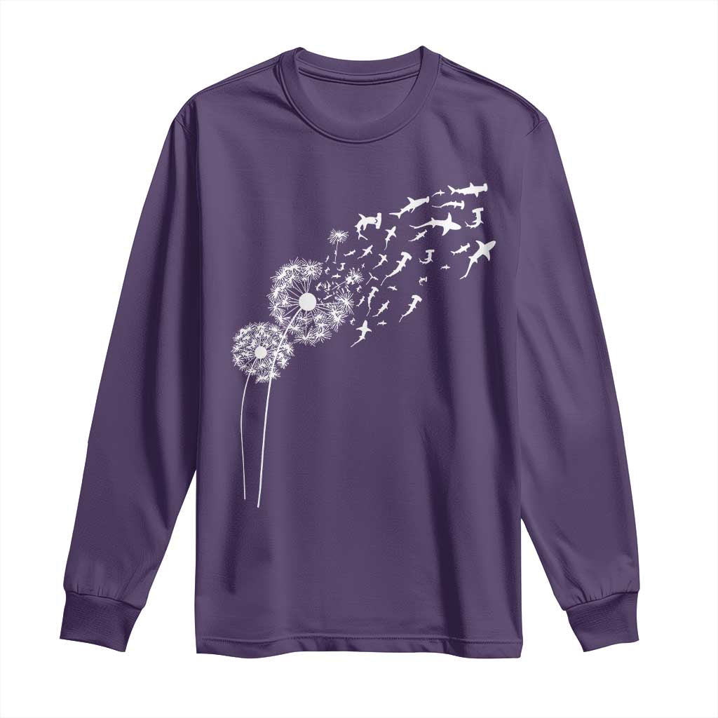 Shark Dandelion Flower for Ocean Wildlife Lover Long Sleeve Shirt