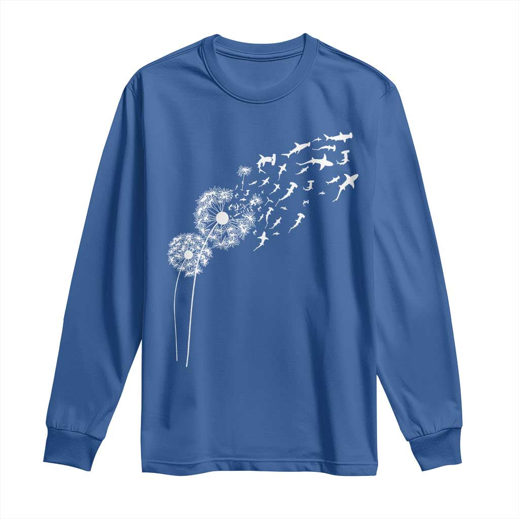Shark Dandelion Flower for Ocean Wildlife Lover Long Sleeve Shirt