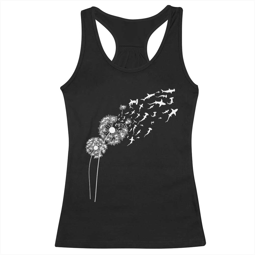 Shark Dandelion Flower for Ocean Wildlife Lover Racerback Tank Top