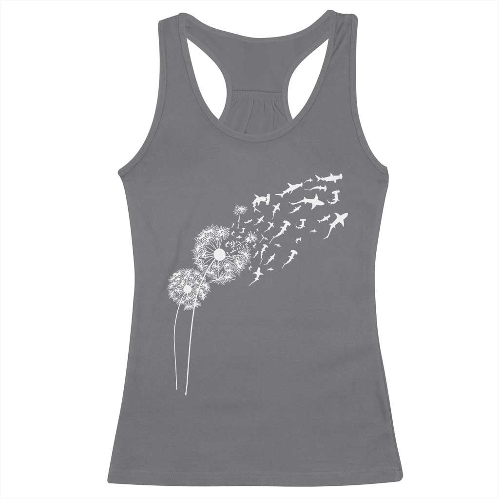 Shark Dandelion Flower for Ocean Wildlife Lover Racerback Tank Top