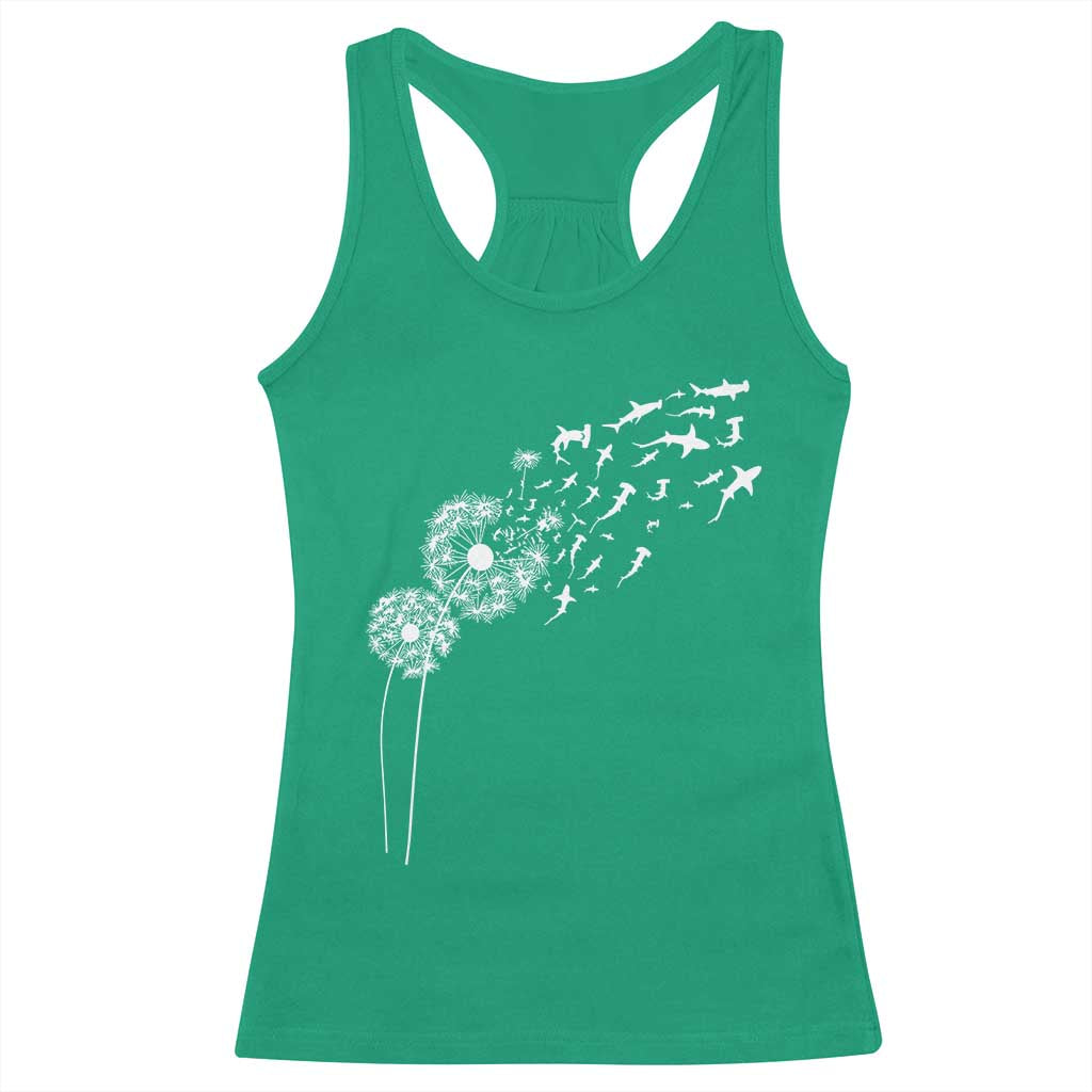 Shark Dandelion Flower for Ocean Wildlife Lover Racerback Tank Top