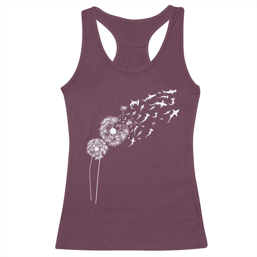 Shark Dandelion Flower for Ocean Wildlife Lover Racerback Tank Top