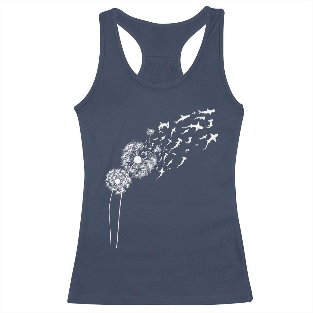 Shark Dandelion Flower for Ocean Wildlife Lover Racerback Tank Top