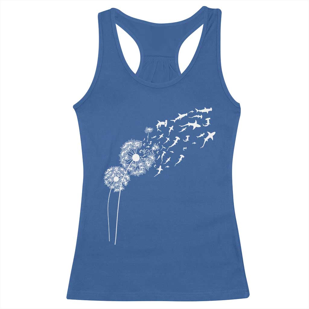 Shark Dandelion Flower for Ocean Wildlife Lover Racerback Tank Top