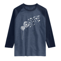 Shark Dandelion Flower for Ocean Wildlife Lover Raglan Shirt
