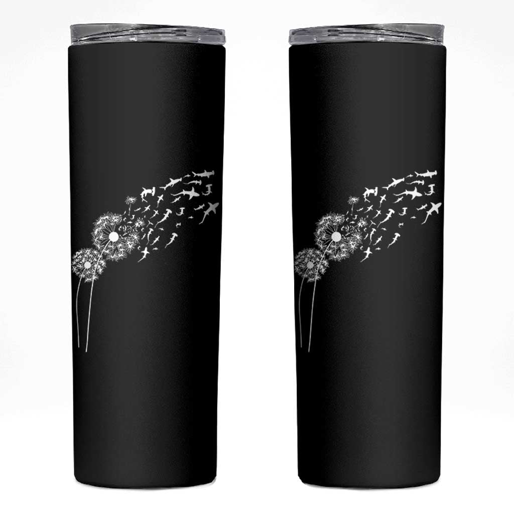 Shark Dandelion Flower for Ocean Wildlife Lover Skinny Tumbler