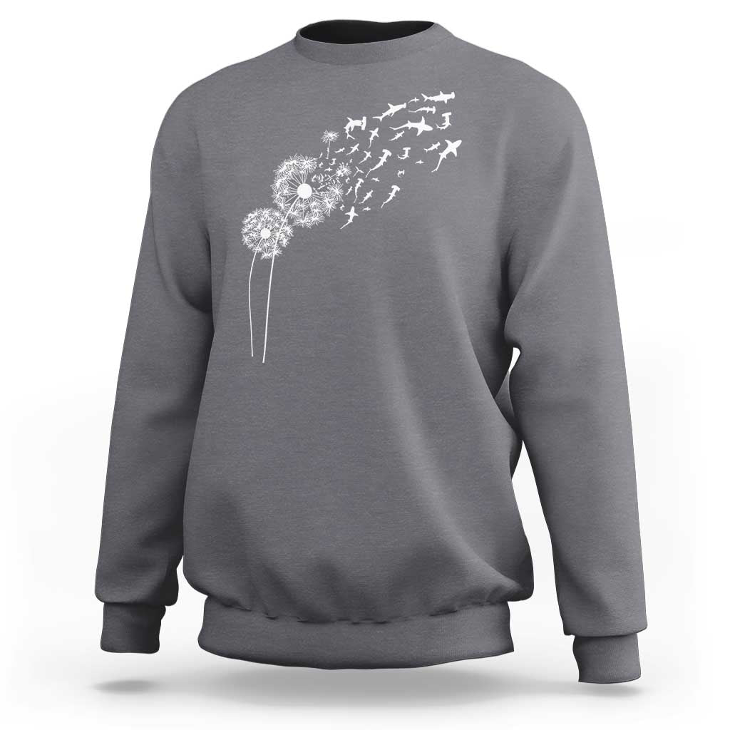 Shark Dandelion Flower for Ocean Wildlife Lover Sweatshirt