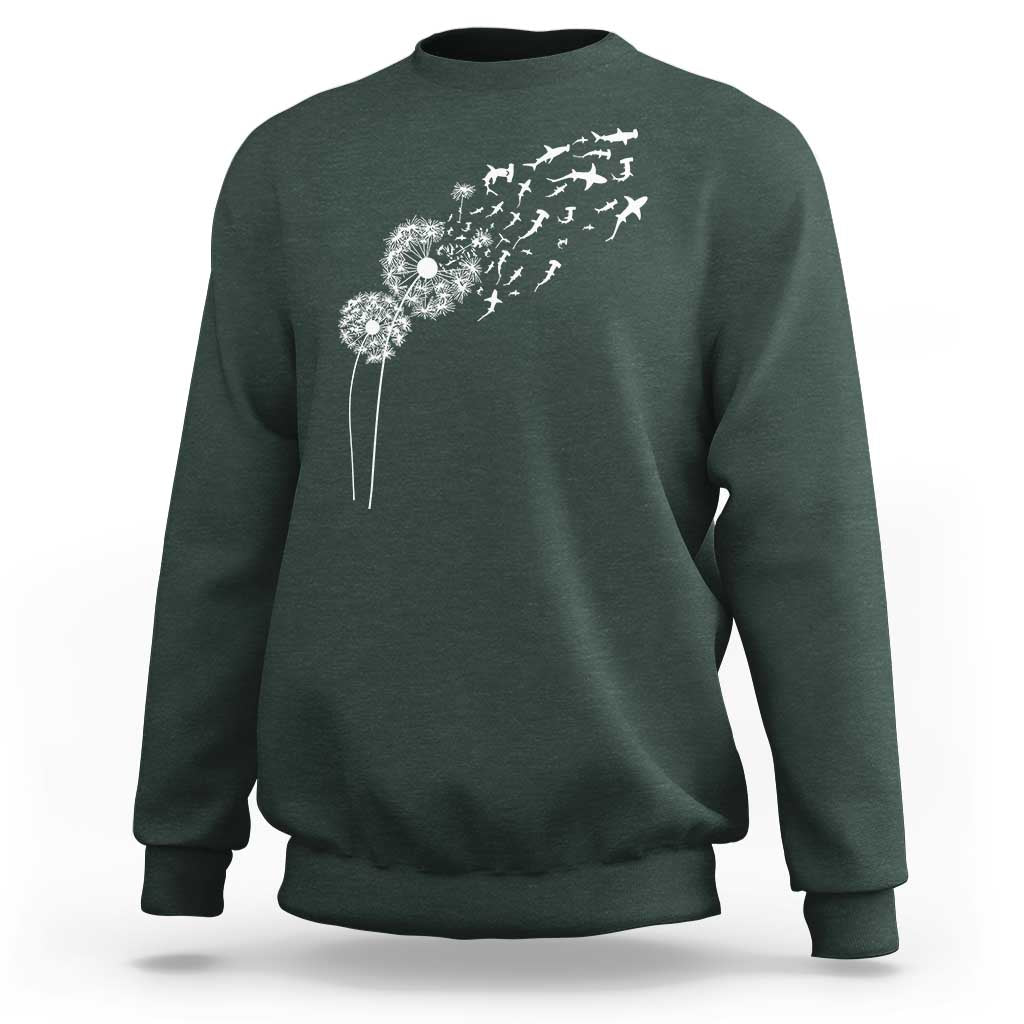 Shark Dandelion Flower for Ocean Wildlife Lover Sweatshirt