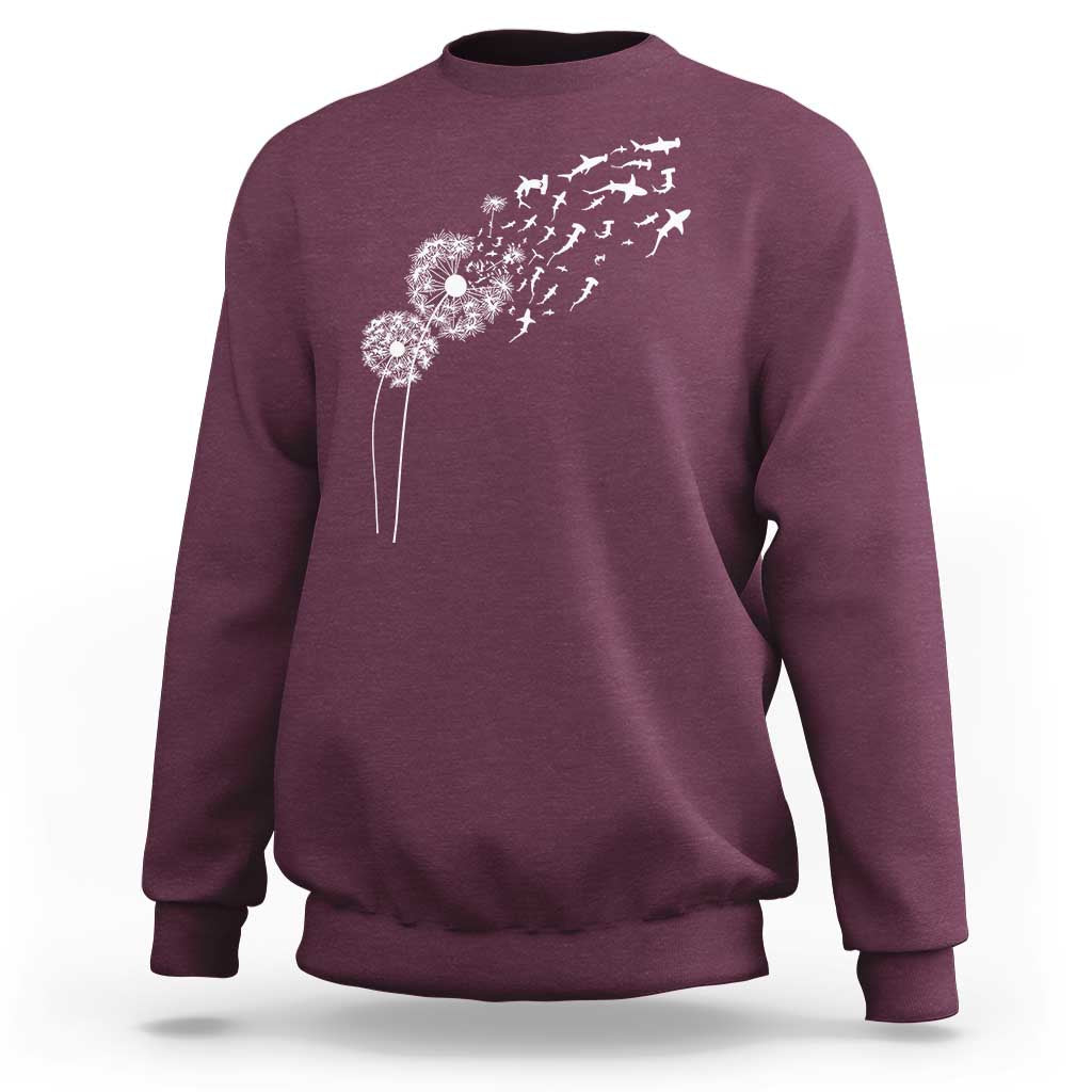 Shark Dandelion Flower for Ocean Wildlife Lover Sweatshirt