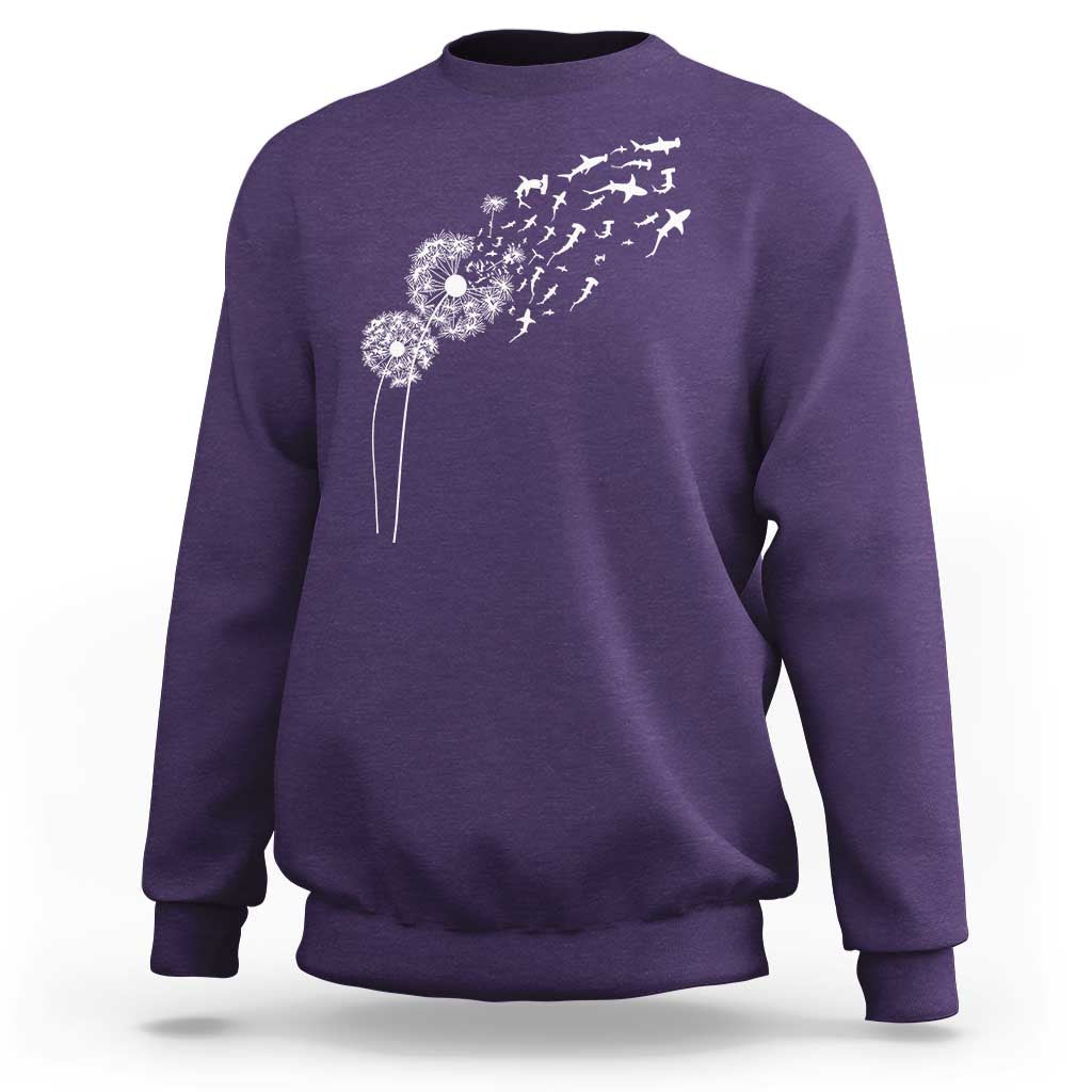 Shark Dandelion Flower for Ocean Wildlife Lover Sweatshirt