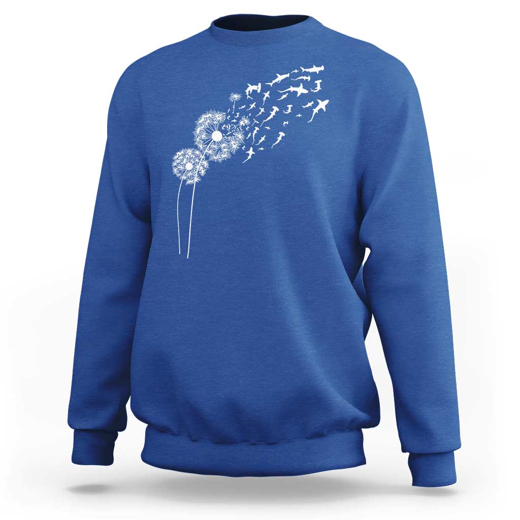 Shark Dandelion Flower for Ocean Wildlife Lover Sweatshirt