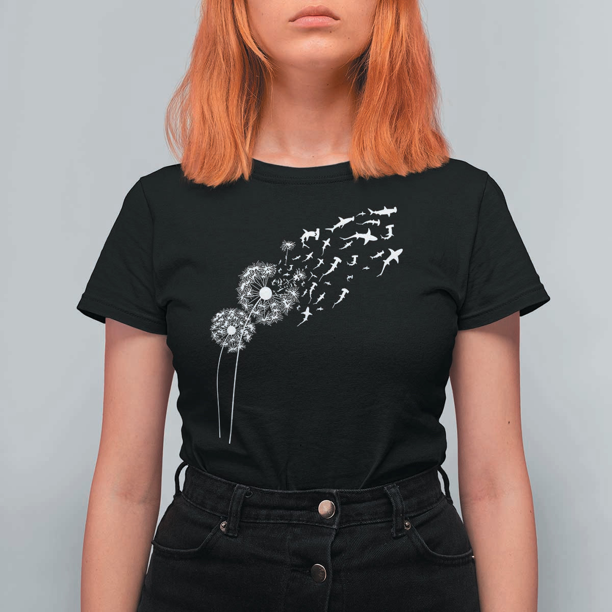 Shark Dandelion Flower for Ocean Wildlife Lover T Shirt For Women