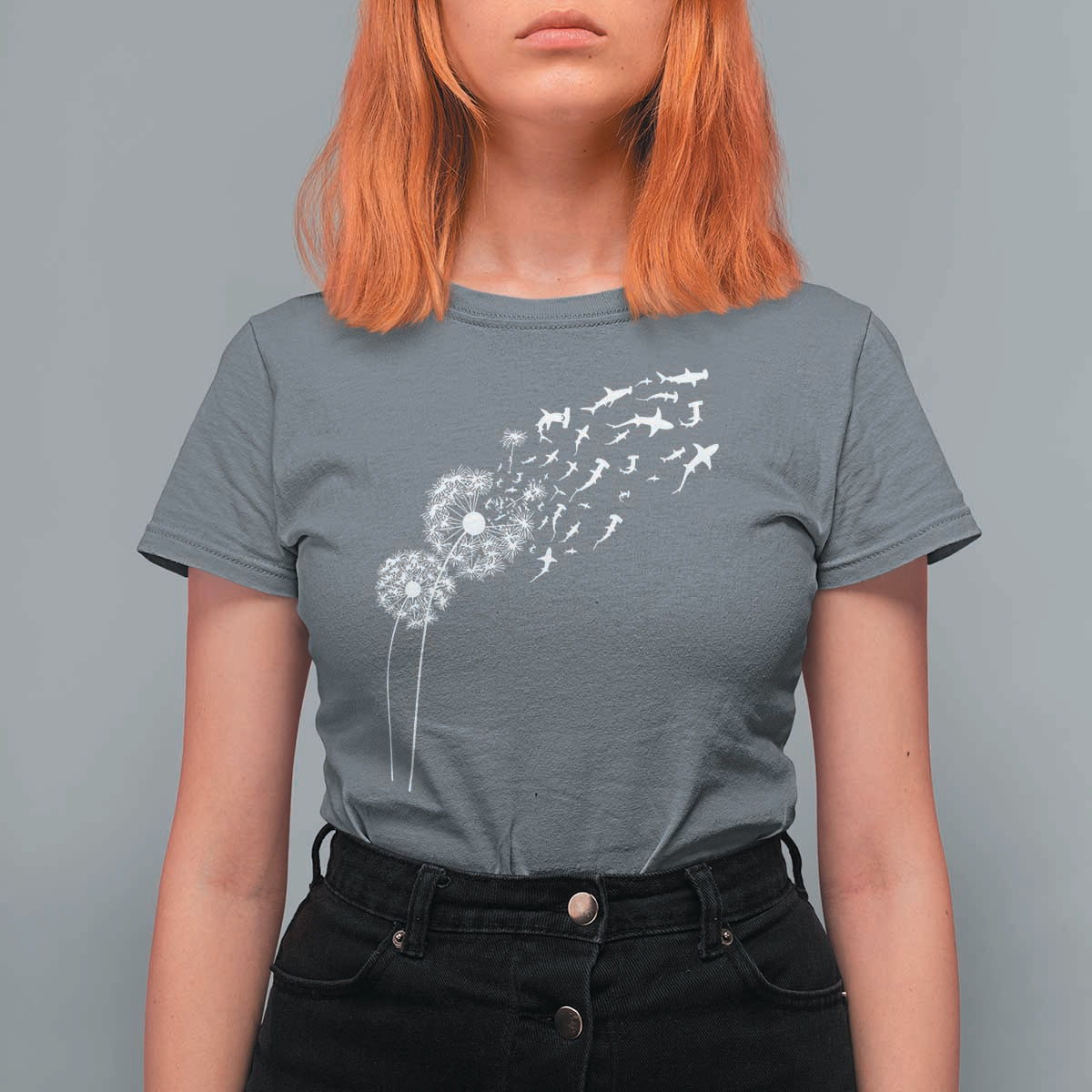 Shark Dandelion Flower for Ocean Wildlife Lover T Shirt For Women