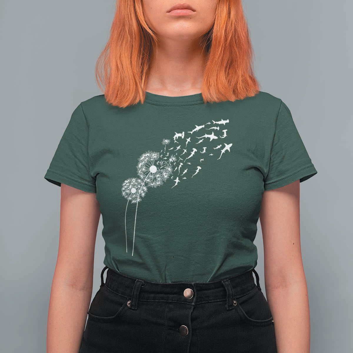 Shark Dandelion Flower for Ocean Wildlife Lover T Shirt For Women