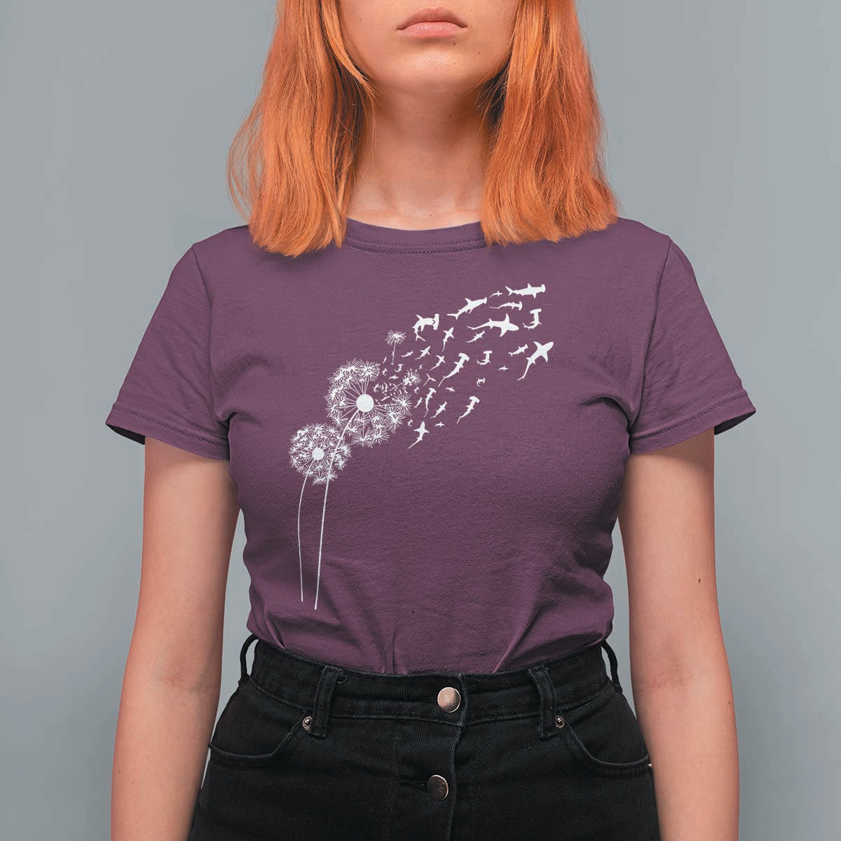 Shark Dandelion Flower for Ocean Wildlife Lover T Shirt For Women