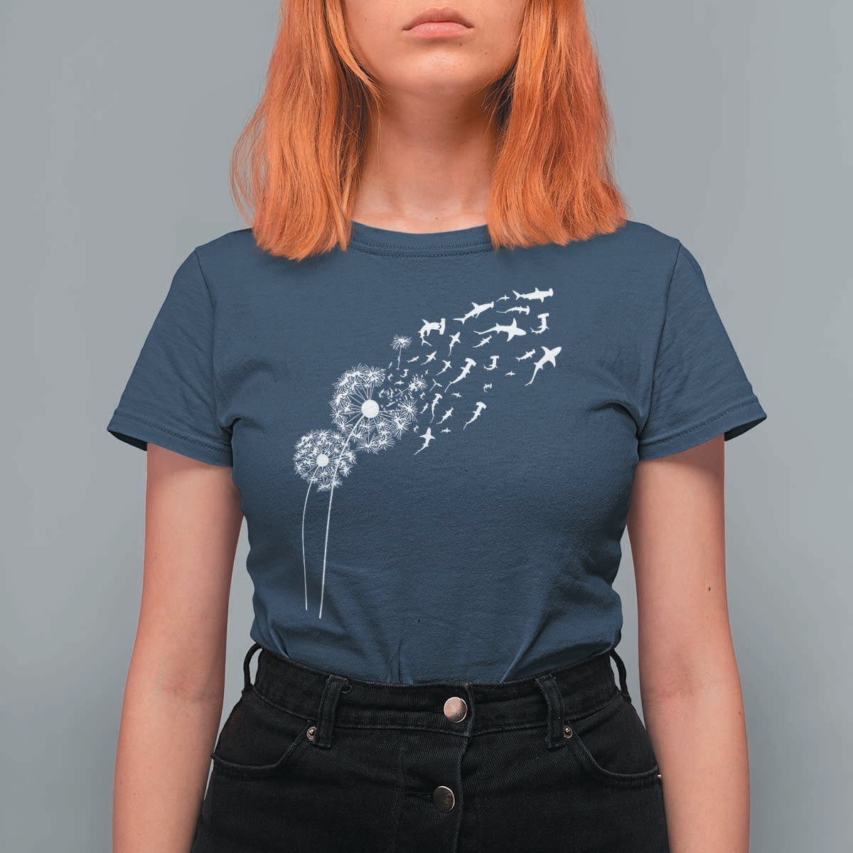 Shark Dandelion Flower for Ocean Wildlife Lover T Shirt For Women